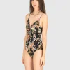 Floraler Badeanzug Tallow Gather mit Cut-Out