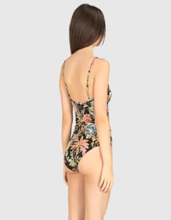 Floraler Badeanzug Tallow Gather mit Cut-Out