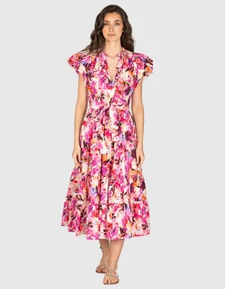 Florales Kleid mit Bindegürtel