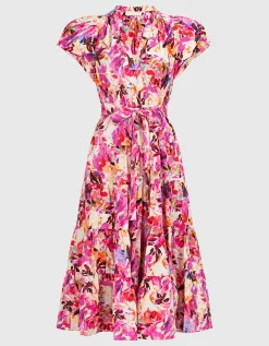Florales Kleid mit Bindegürtel