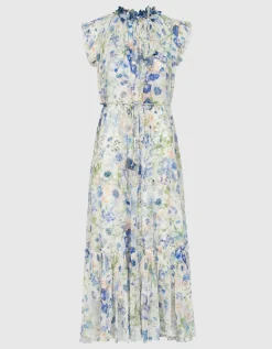 Florales Maxi-Kleid mit Binde-Detail