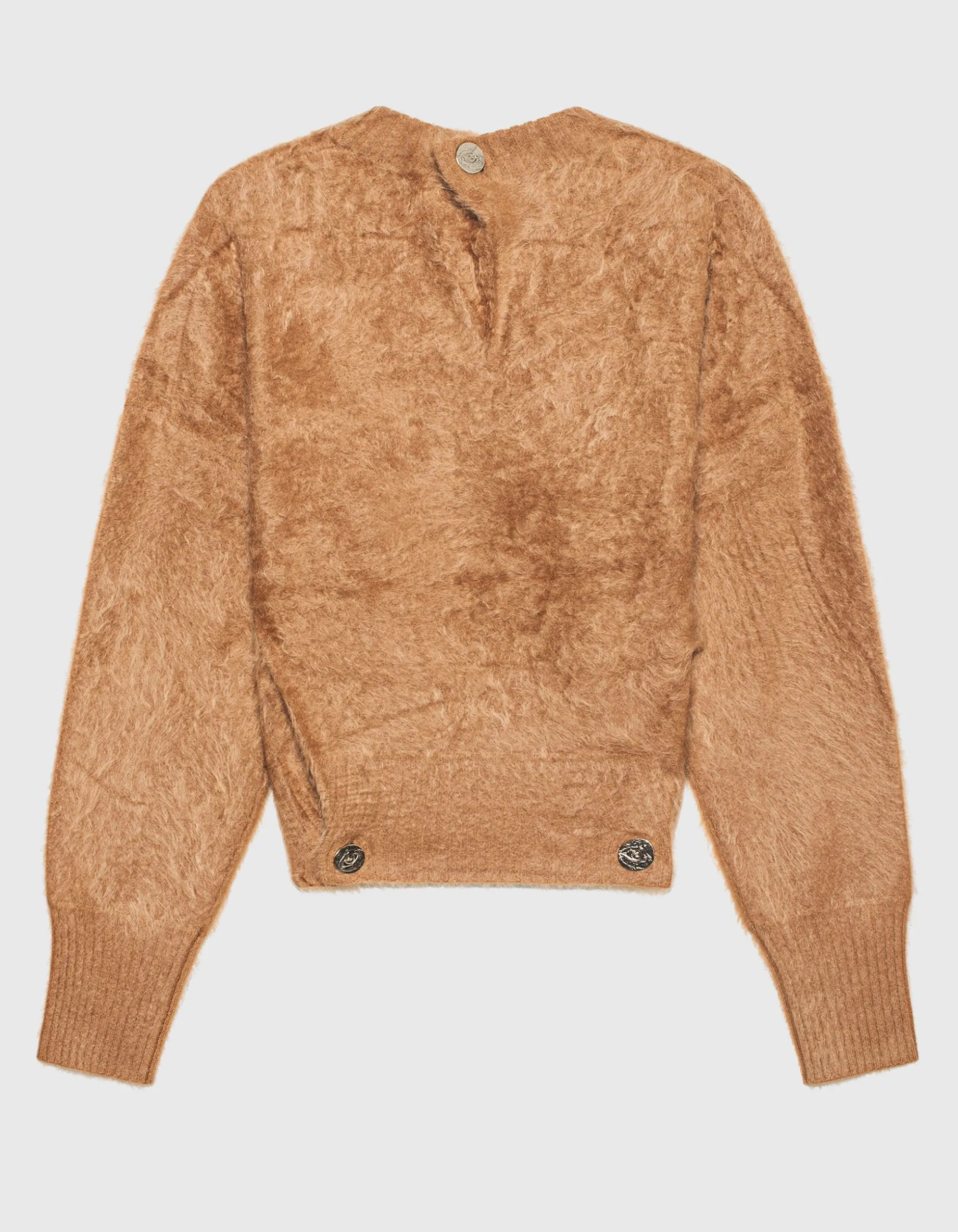 Fuzzy-Kaschmir-Pullover und dekorativen Knöpfen