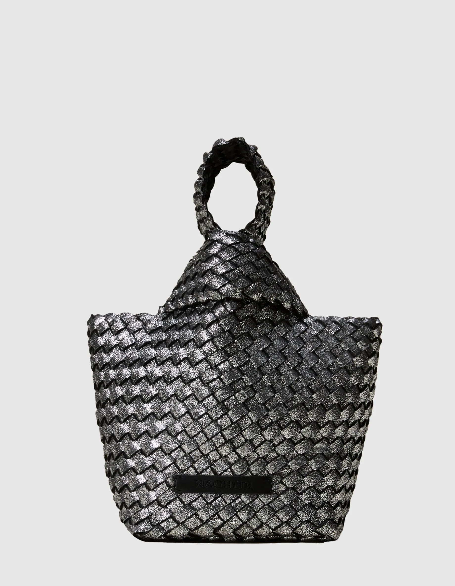 Geflochtene Neopren-Beuteltasche mit Metallfinish
