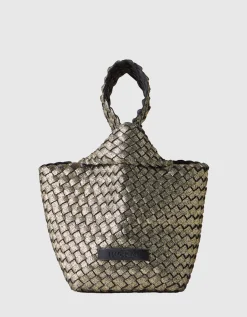 Geflochtene Neopren-Beuteltasche mit Metallfinish
