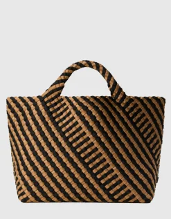Geflochtene Tote Bag St. Barths Medium Graphic Stripe mit Pouch