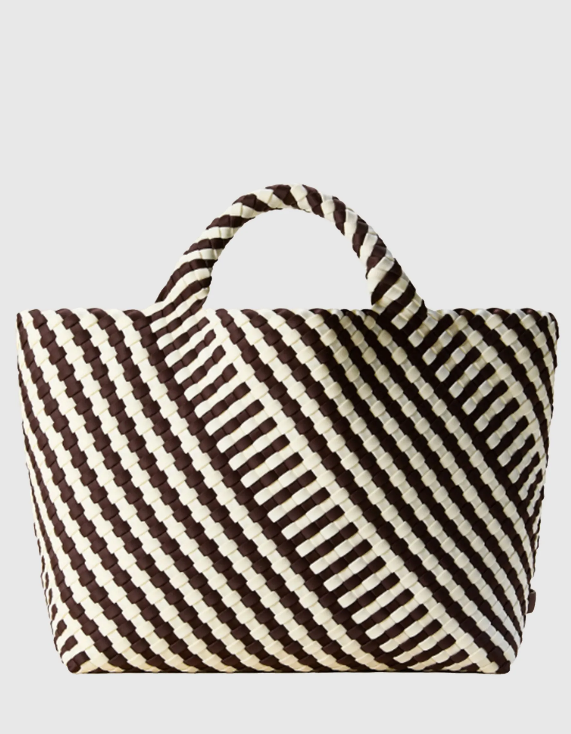 Geflochtene Tote Bag St. Barths Medium Graphic Stripe mit Pouch