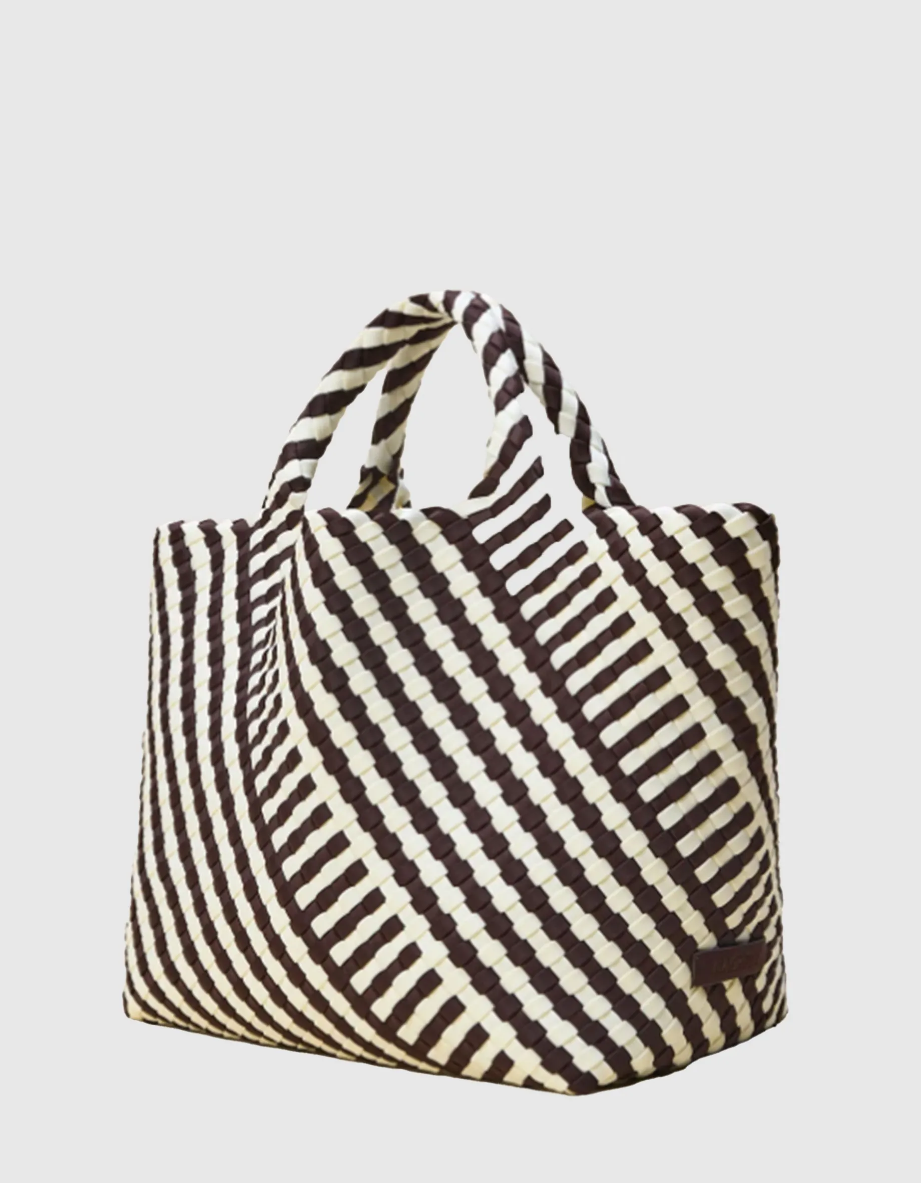 Geflochtene Tote Bag St. Barths Medium Graphic Stripe mit Pouch