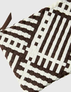 Geflochtene Tote Bag St. Barths Medium Graphic Stripe mit Pouch