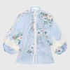 Gemusterte Bluse Everley mit Spitzen-Details