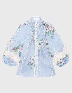 Gemusterte Bluse Everley mit Spitzen-Details