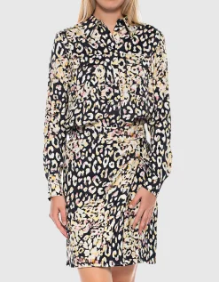 Gemusterte Bluse mit Schulterpolstern