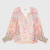Gemusterte Bluse mit Seidenanteil
