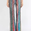 Gemusterte Flare-Leg Feinstrickhose mit Effektgarn