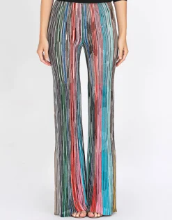 Gemusterte Flare-Leg Feinstrickhose mit Effektgarn