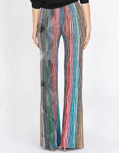 Gemusterte Flare-Leg Feinstrickhose mit Effektgarn