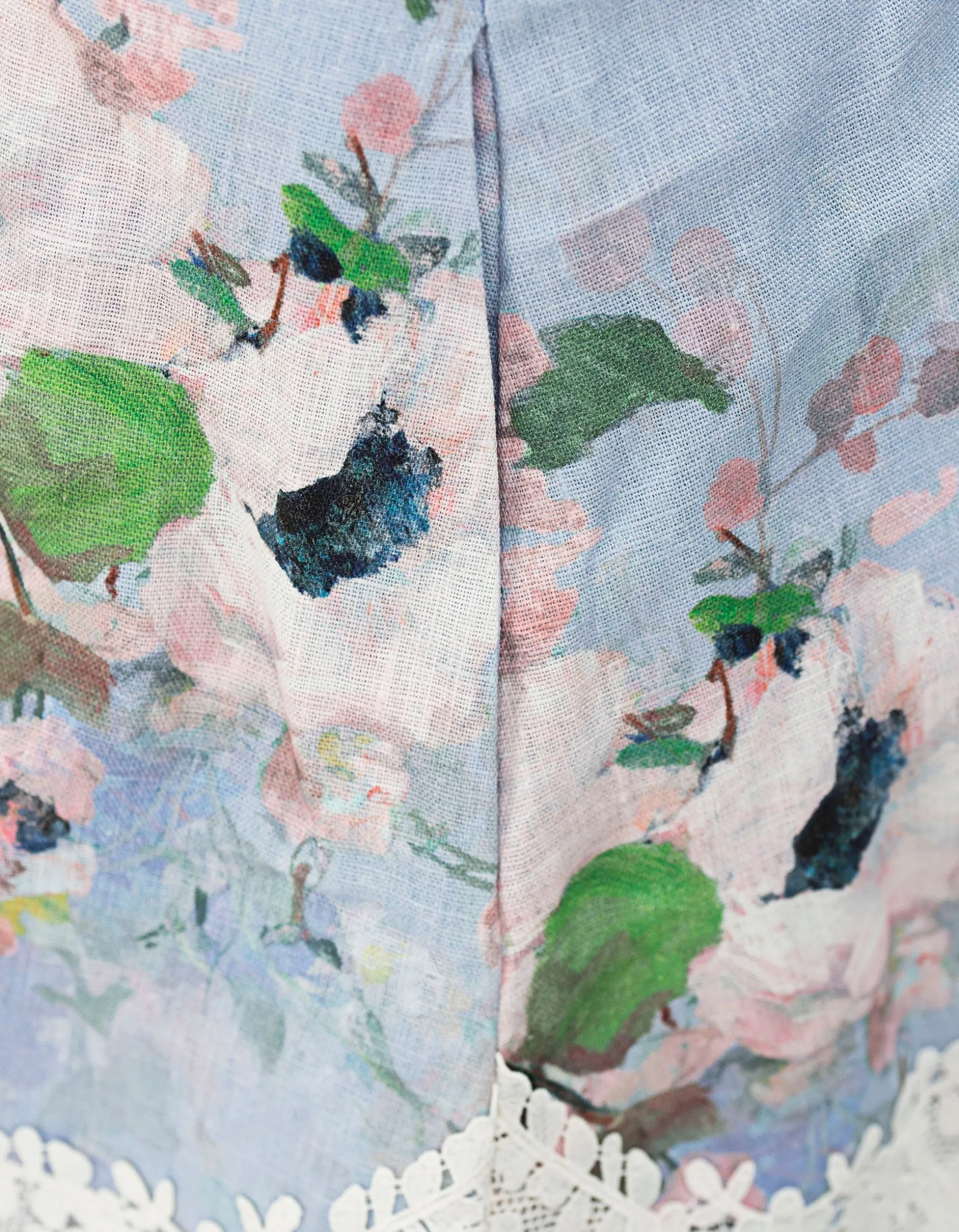 Gemusterte Leinen Shorts Everley mit Spitzen-Detail