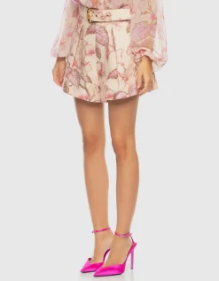 Gemusterte Leinen-Shorts Matchmaker mit Gürtel