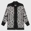 Gemusterte Oversize Seiden-Bluse