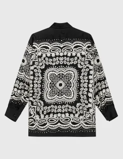 Gemusterte Oversize Seiden-Bluse