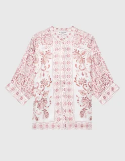Gemusterte Oversize-Bluse mit Seidenanteil