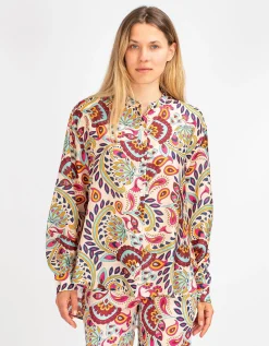 Gemusterte Oversize-Seiden-Bluse