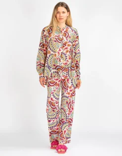 Gemusterte Oversize-Seiden-Bluse