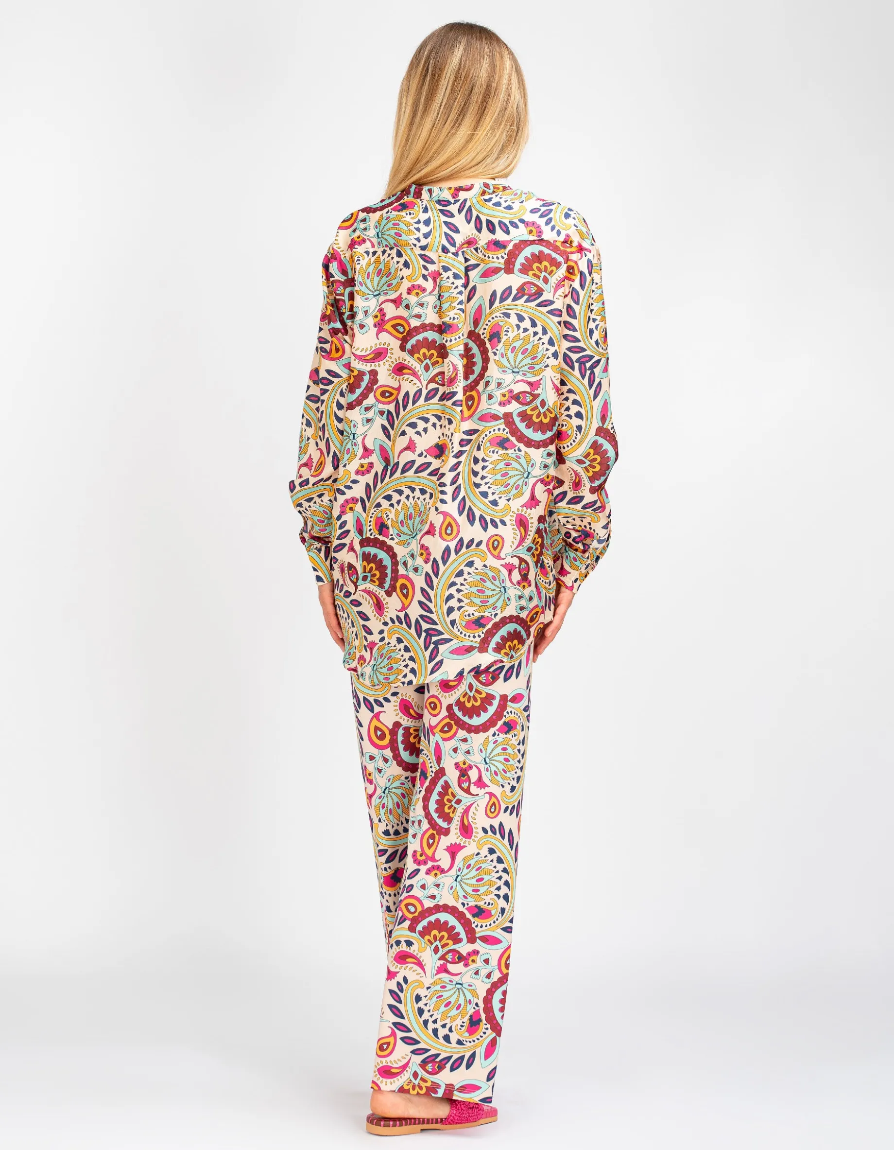 Gemusterte Oversize-Seiden-Bluse