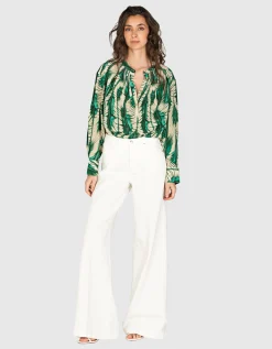 Gemusterte Seiden Bluse