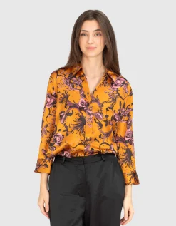 Gemusterte Seiden Bluse