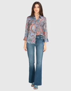 Gemusterte Seiden Bluse