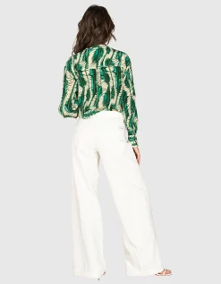 Gemusterte Seiden Bluse