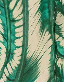 Gemusterte Seiden Bluse mit Flügel-Ärmeln