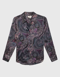 Gemusterte Seiden-Bluse