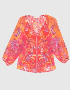 Gemusterte Seidenbluse