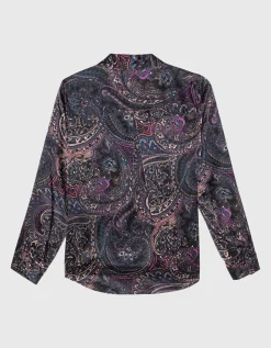 Gemusterte Seiden-Bluse