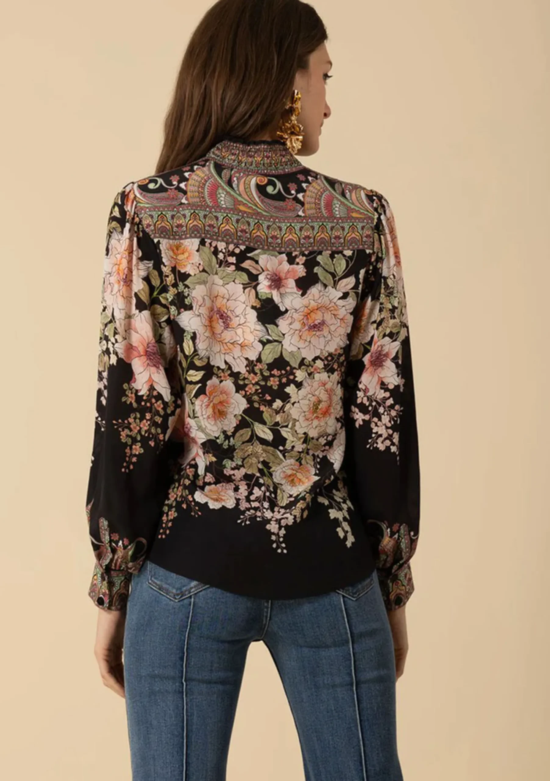 Gemusterte Seidenbluse