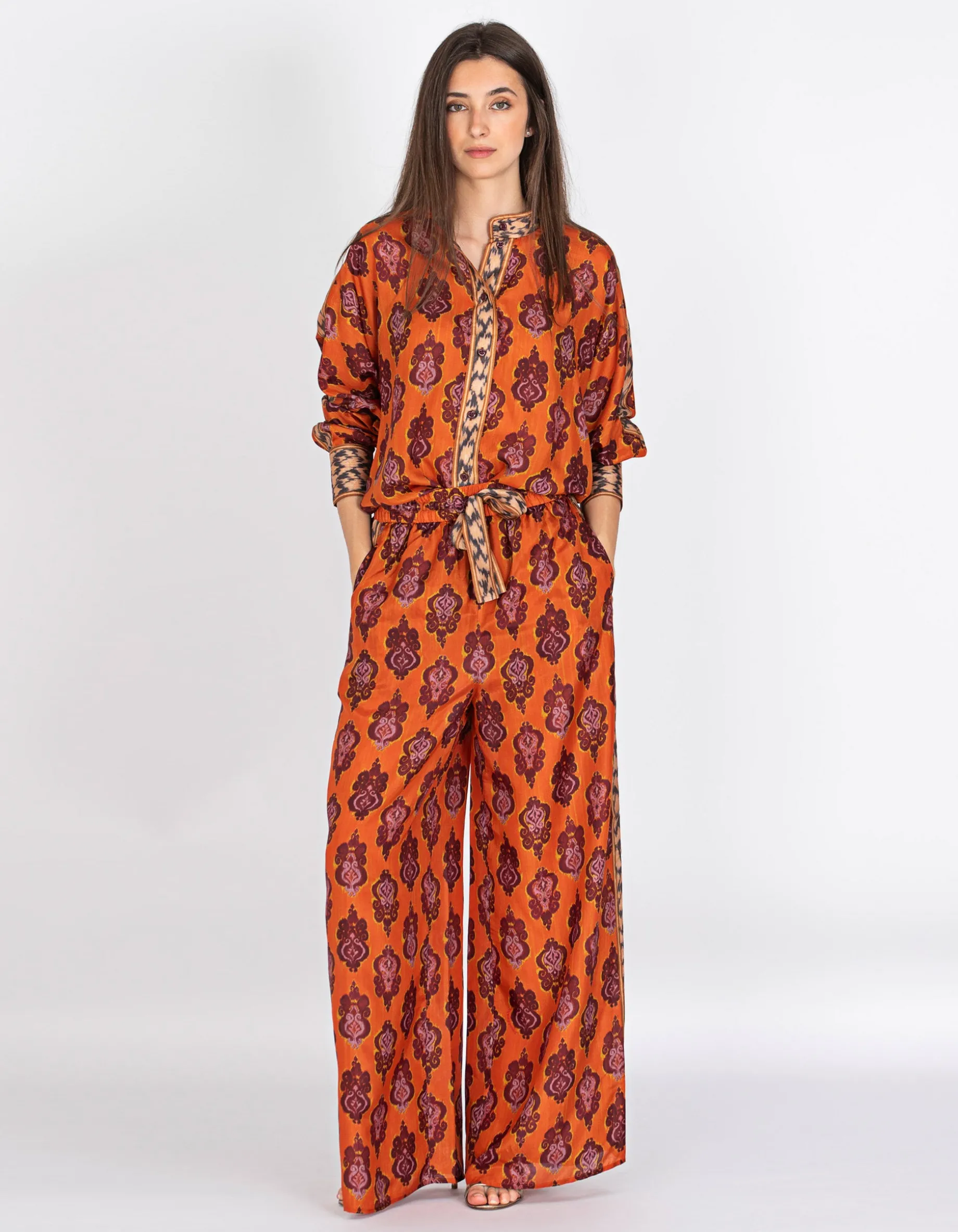 Gemusterte Seiden-Bluse Wylie