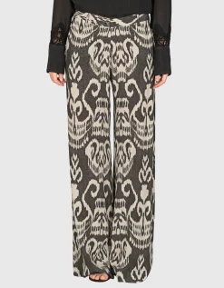 Gemusterte Wide-Leg Hose