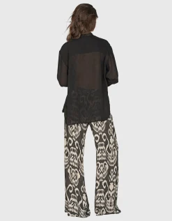 Gemusterte Wide-Leg Hose