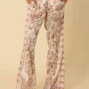 Gemusterte Wide-Leg Hose mit Seidenanteil