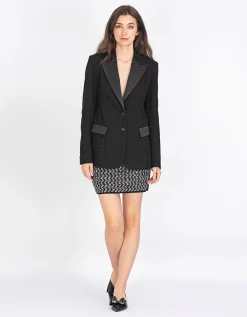 Gemusterter Blazer mit Satin-Revers
