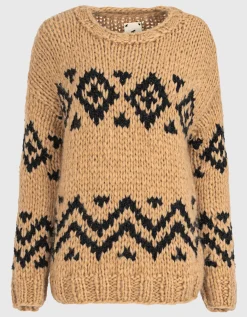 Gemusterter Oversize Kaschmirpullover