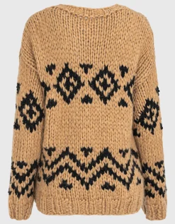 Gemusterter Oversize Kaschmirpullover