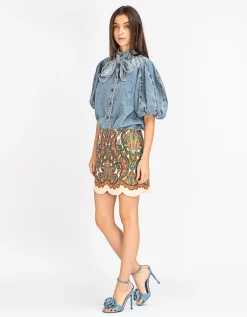 Gemusterter Rock Ottie mit Muschelsaum