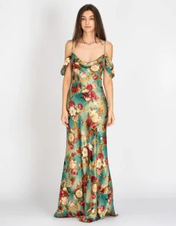 Gemustertes Maxi Seiden Kleid