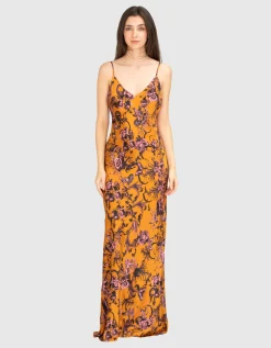 Gemustertes Maxi Seiden Kleid