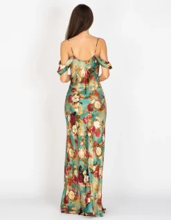 Gemustertes Maxi Seiden Kleid