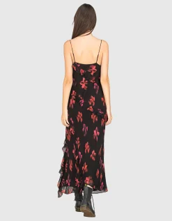 Gemustertes Maxi-Kleid mit Seitenschlitz