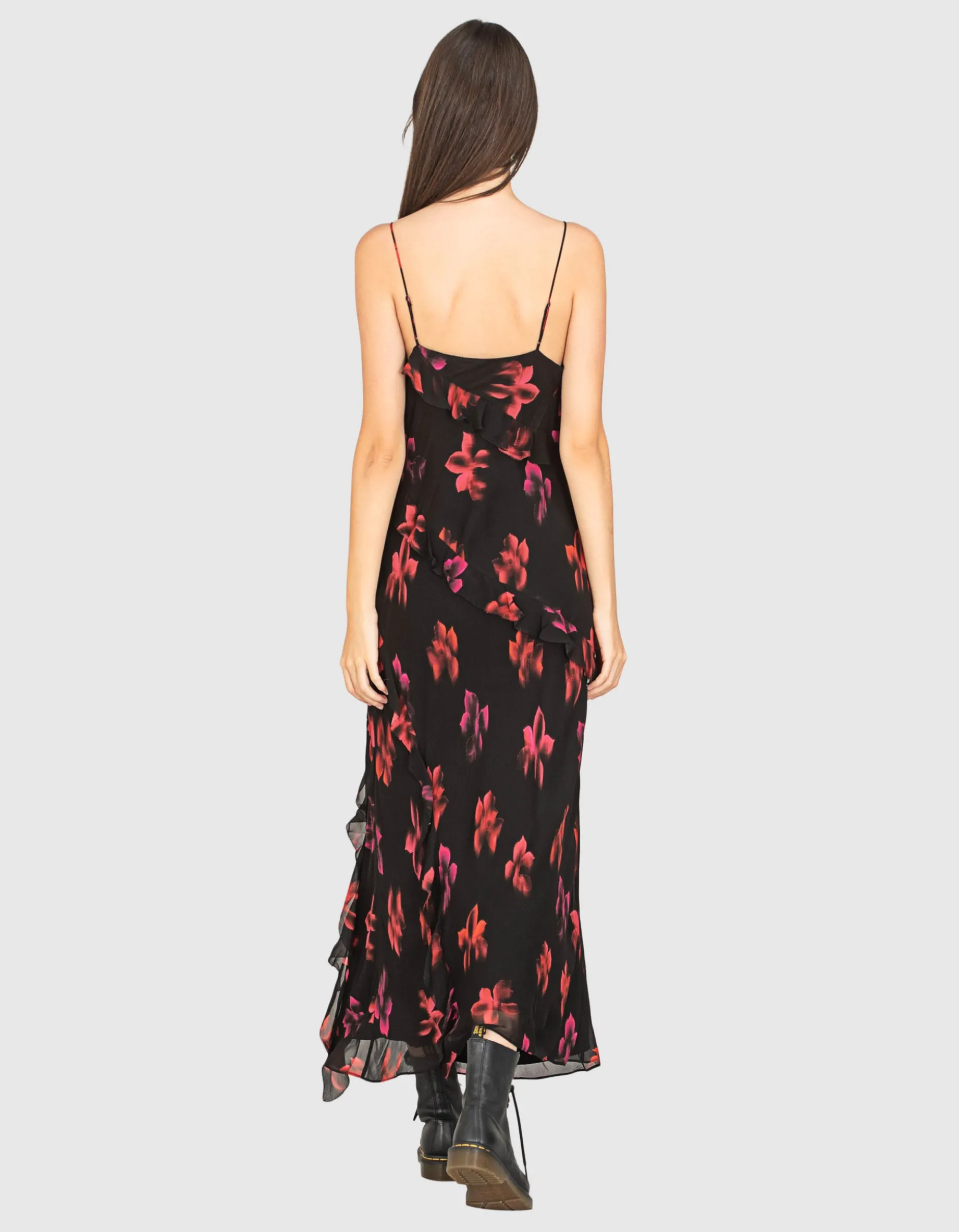 Gemustertes Maxi-Kleid mit Seitenschlitz