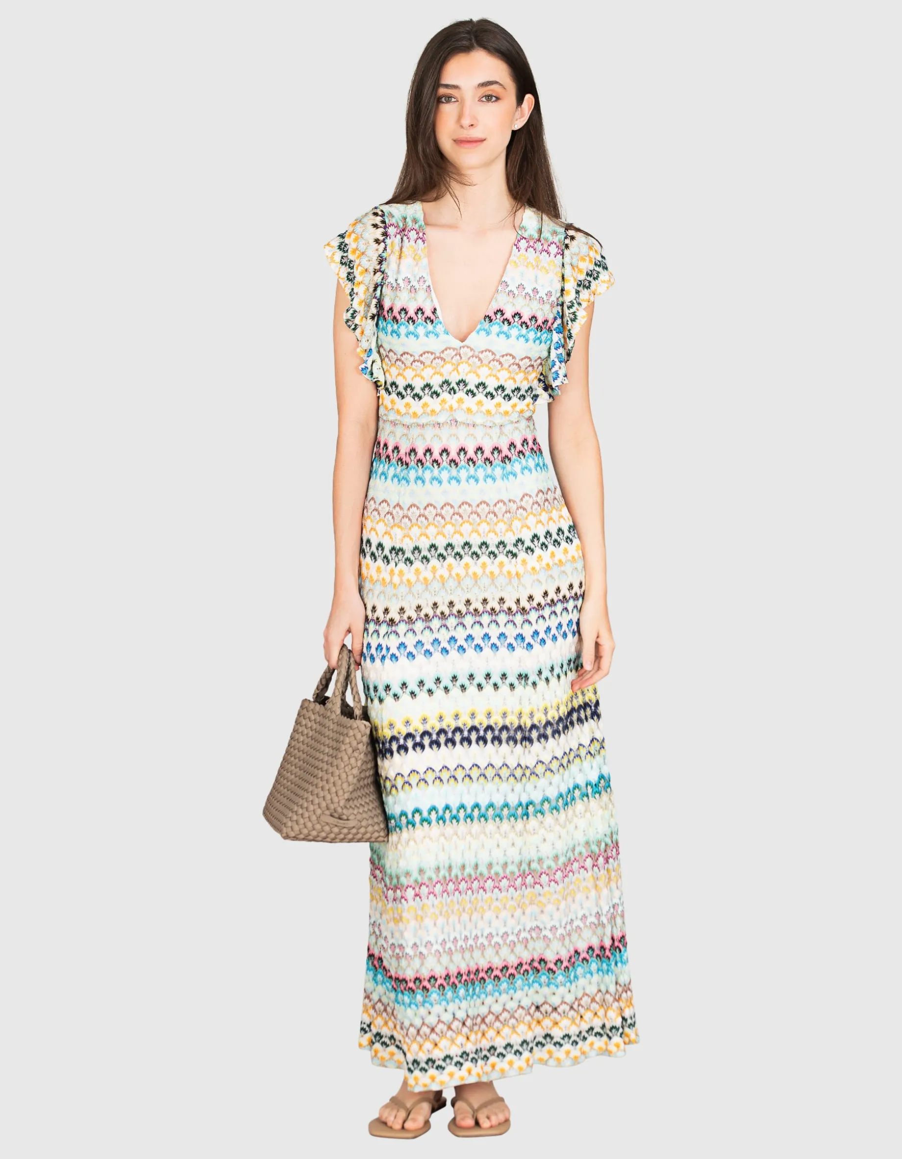 Gemustertes Midi Kleid aus Viskose-Spitze